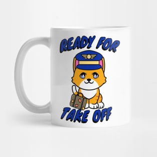 Cute Orange cat is a pilot Mug